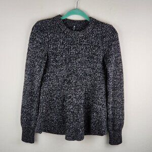 Athleta Sierra Soft Wool Blend Chunky Knit Crewneck Sweater in Black Marl sz S